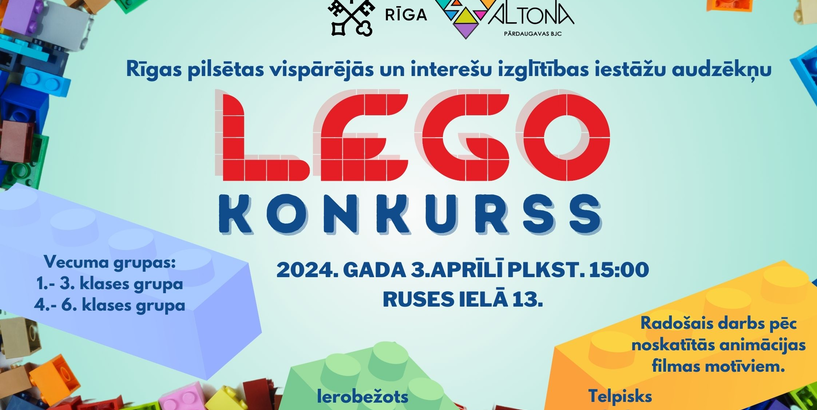 Aicina Rīgas vispārējās un interešu izglītības iestāžu audzēkņus piedalīties LEGO konkursā