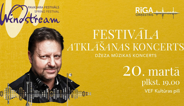 Festivāla atklāšanas koncerta plakāts ar diriģentu Štefenu Šornu