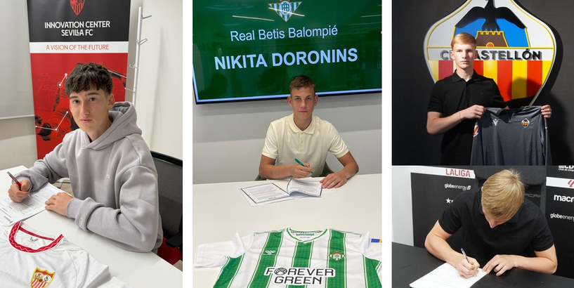 Rīgas Futbola skolas audzēkņi paraksta profesionālus līgumus ar Spānijas futbola akadēmijām