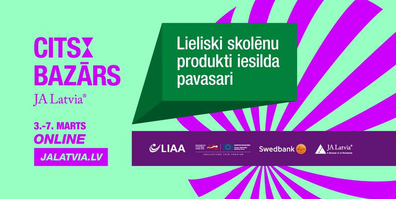 Ikgadējais Latvijas skolēnu mācību uzņēmumu tirgus "Cits bazārs" pavasarī notiks tiešsaistē