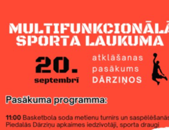 Svinīgi atklās sporta laukumu Dārziņos 