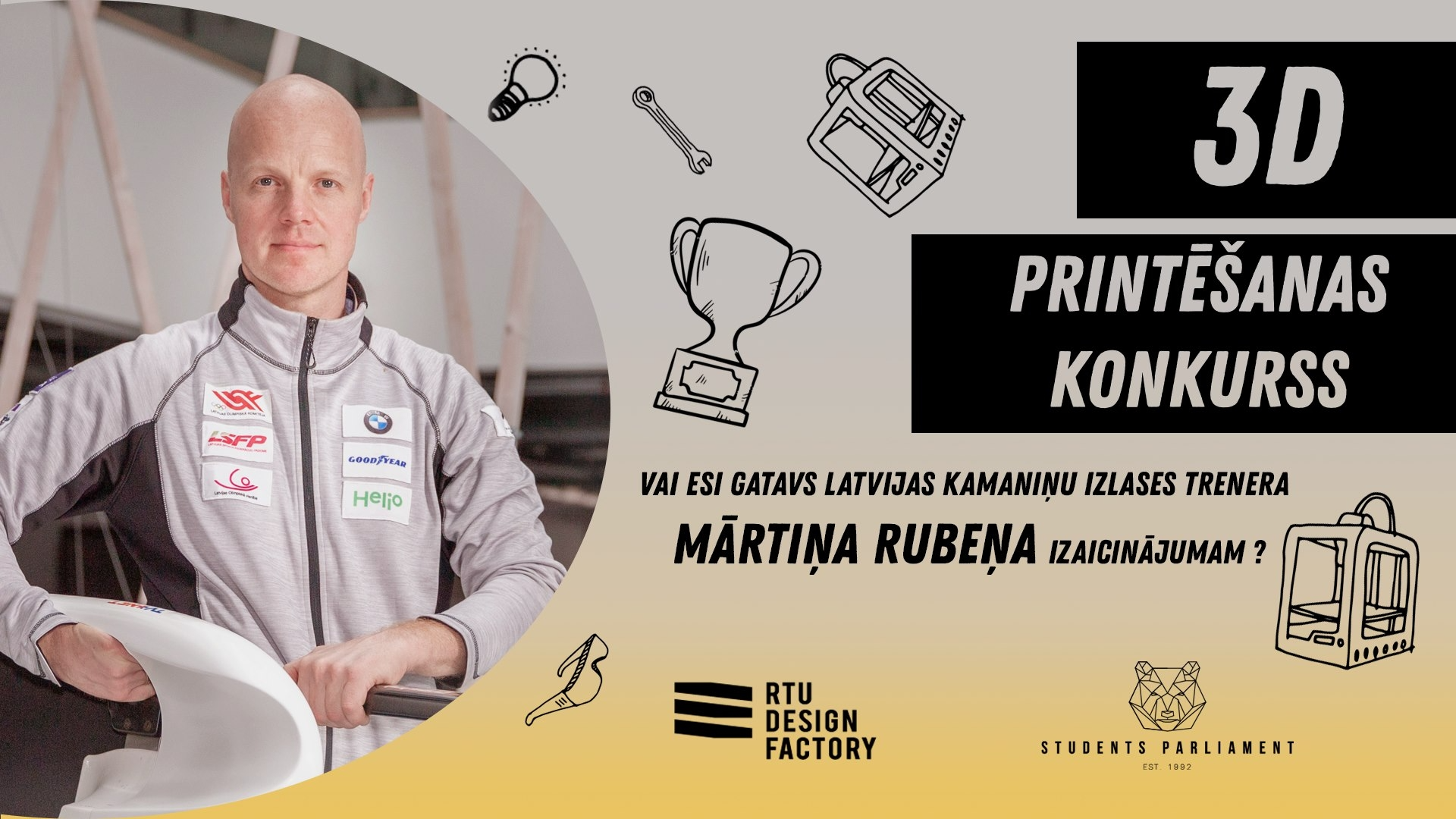 Studenti prezentēs 3D apbalvojuma modeļus Pasaules kausa posmam kamaniņu sportā 