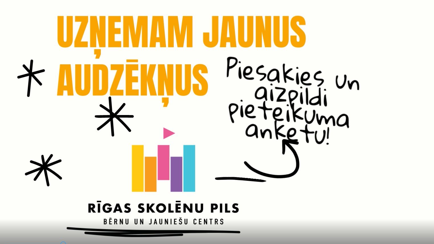 BJC "Rīgas Skolēnu pils" izsludina pavasara audzēkņu uzņemšanu