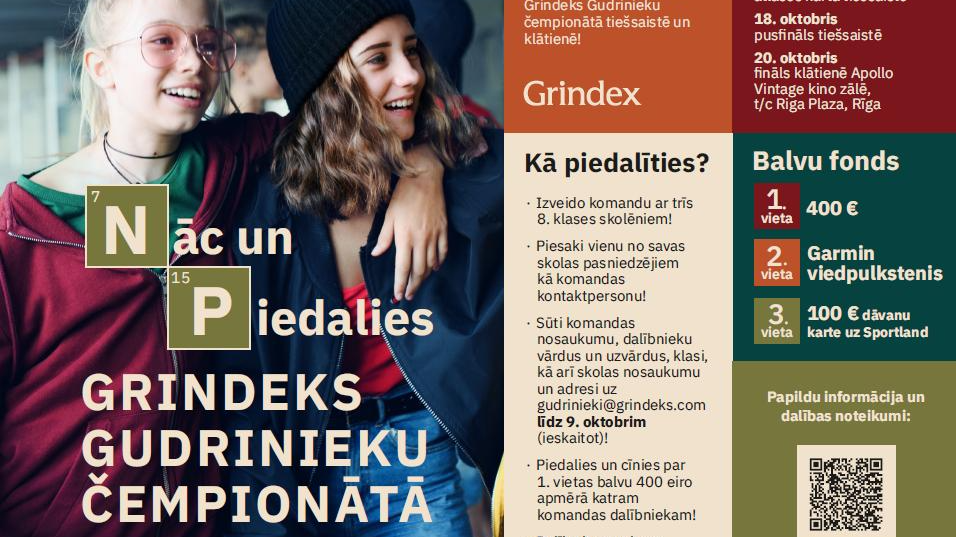 Aicinām piedalīties Grindeks organizētajā "Grindeks Gudrinieku čempionātā"