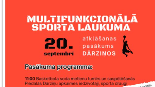 Svinīgi atklās sporta laukumu Dārziņos 