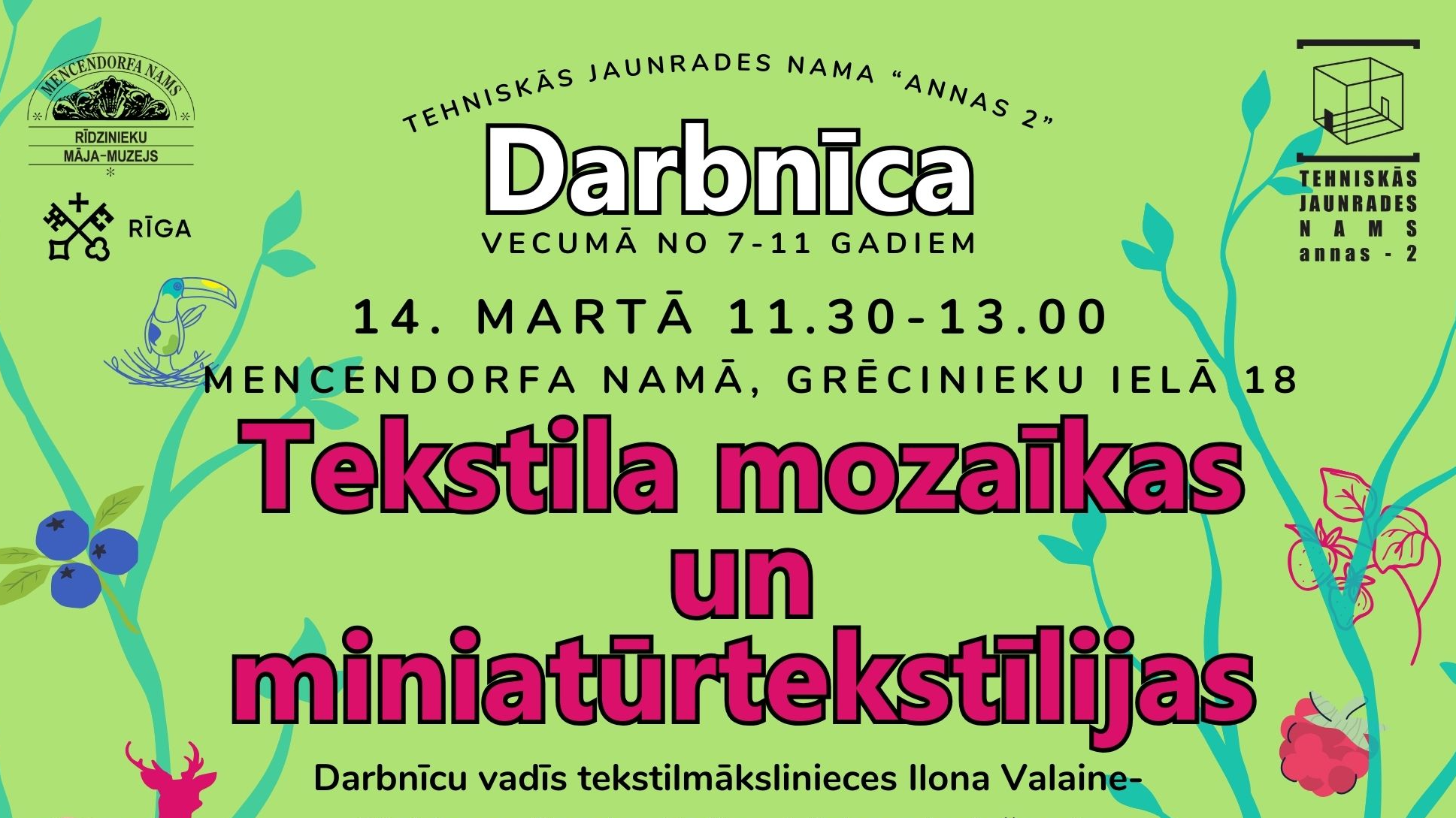 Radoša darbnīca “Tekstila mozaīkas un miniatūrtekstīlijas”