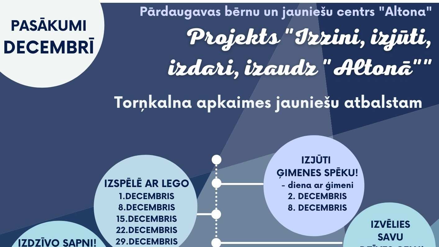 Projekta “Izzini, izbaudi, izdari, izaudz “Altonā”” aktivitātes decembrī