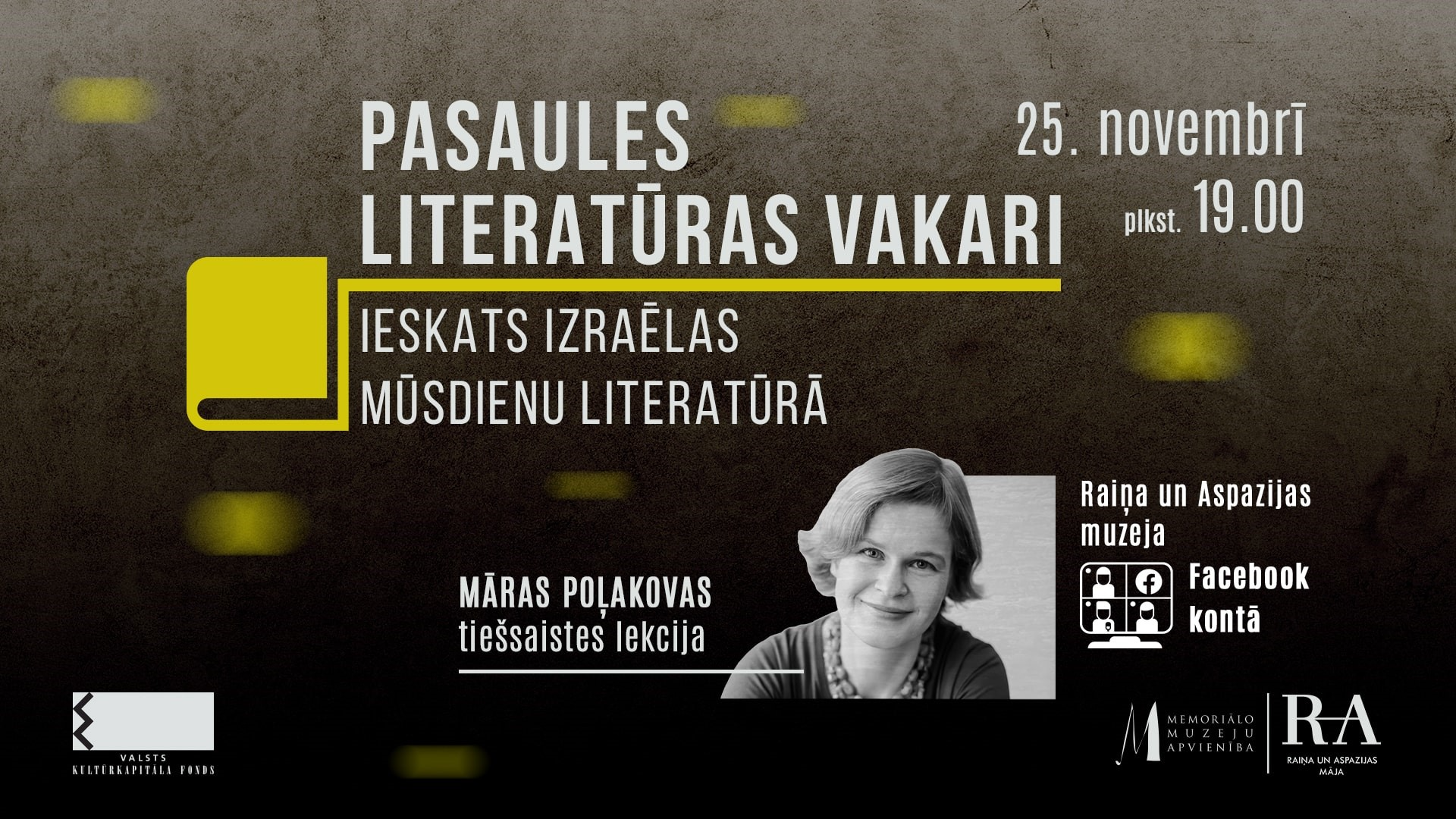 Raiņa un Aspazijas māja aicina uz tiešsaistes lekciju par Izraēlas mūsdienu literatūru 