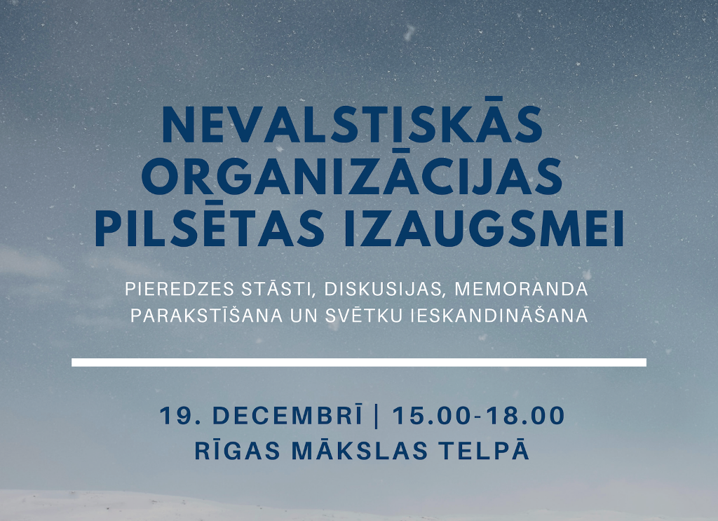 Aicinām nevalstiskās organizācijas piedalīties pasākumā “Nevalstiskās organizācijas pilsētas izaugsmei”